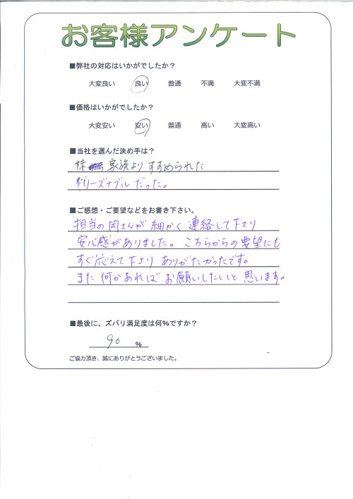 工事の感想を聞かせてください。