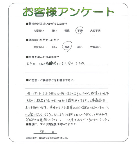 工事の感想を聞かせてください。