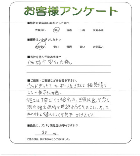 工事の感想を聞かせてください。