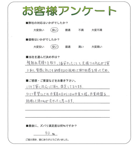 工事の感想を聞かせてください。