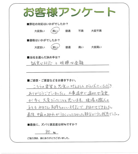 工事の感想を聞かせてください。