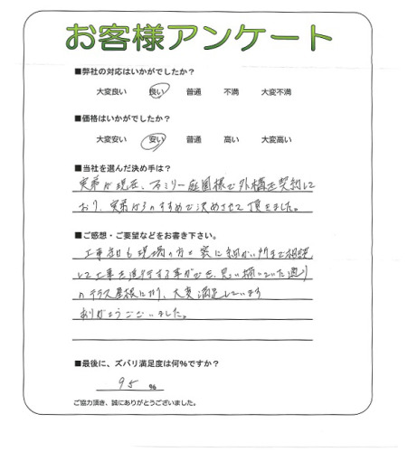 工事の感想を聞かせてください。