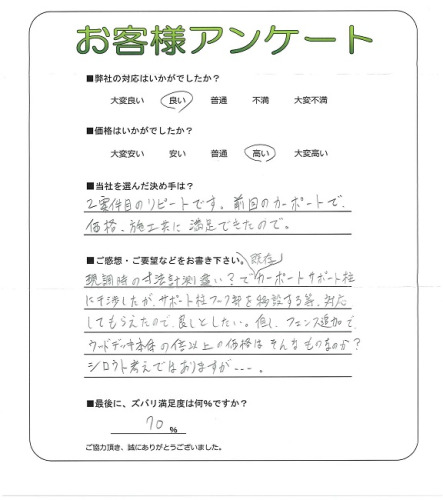 工事の感想を聞かせてください。