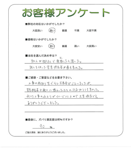 工事の感想を聞かせてください。