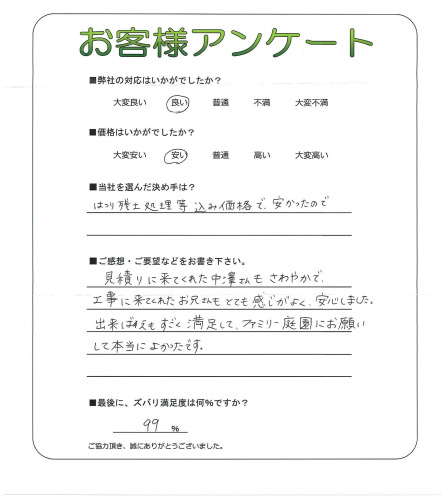 工事の感想を聞かせてください。