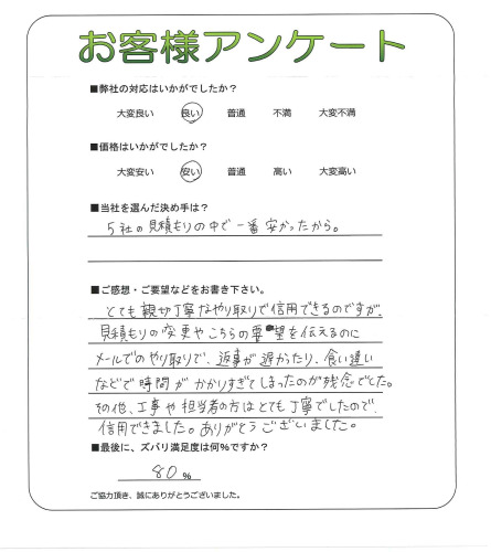 工事の感想を聞かせてください。