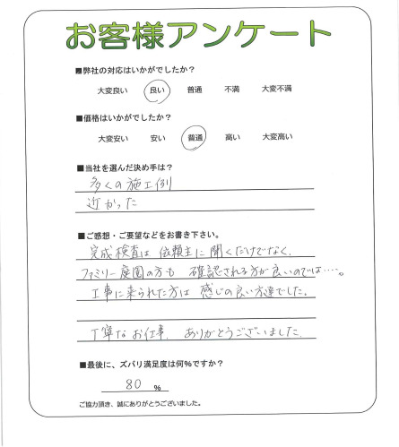 工事の感想を聞かせてください。