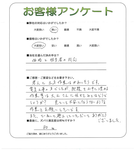 工事の感想を聞かせてください。