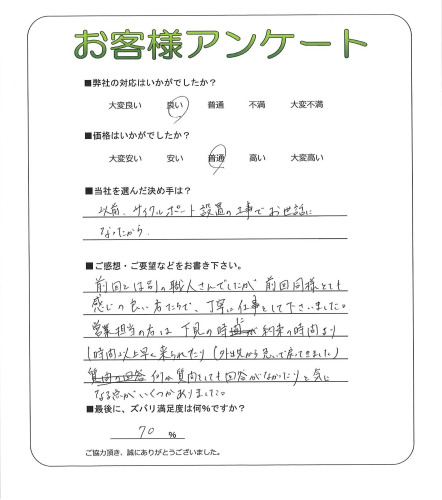 工事の感想を聞かせてください。