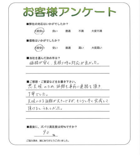 工事の感想を聞かせてください。