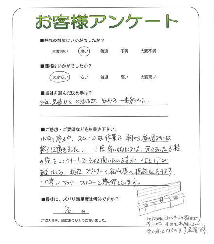 工事の感想を聞かせてください。