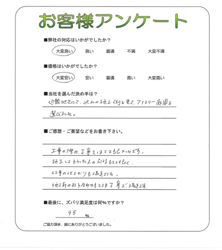 工事の感想を聞かせてください。