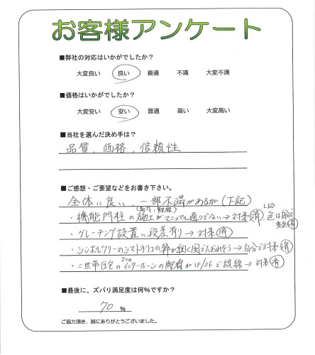 工事の感想を聞かせてください。