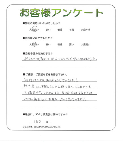 工事の感想を聞かせてください。