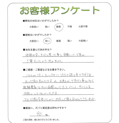 工事の感想を聞かせてください。