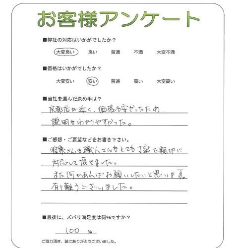 工事の感想を聞かせてください。
