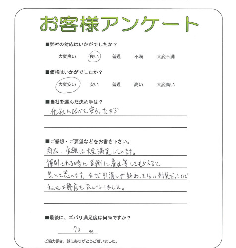 工事の感想を聞かせてください。