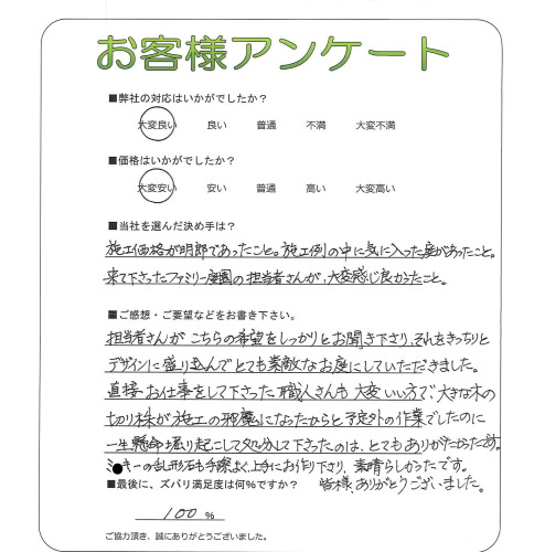 工事の感想を聞かせてください。