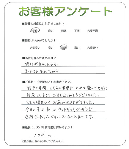 工事の感想を聞かせてください。
