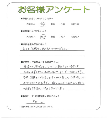 工事の感想を聞かせてください。