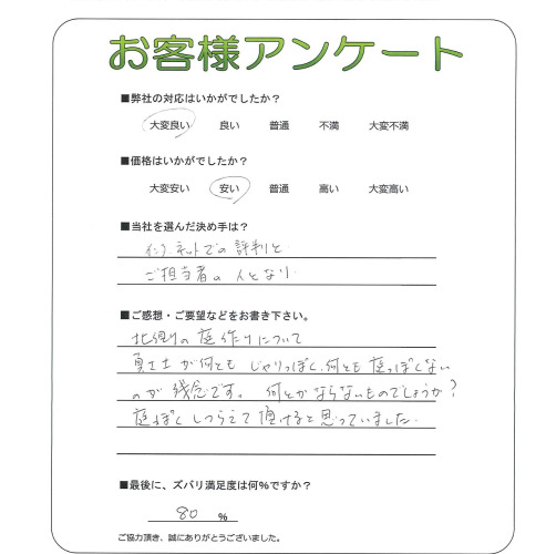 工事の感想を聞かせてください。