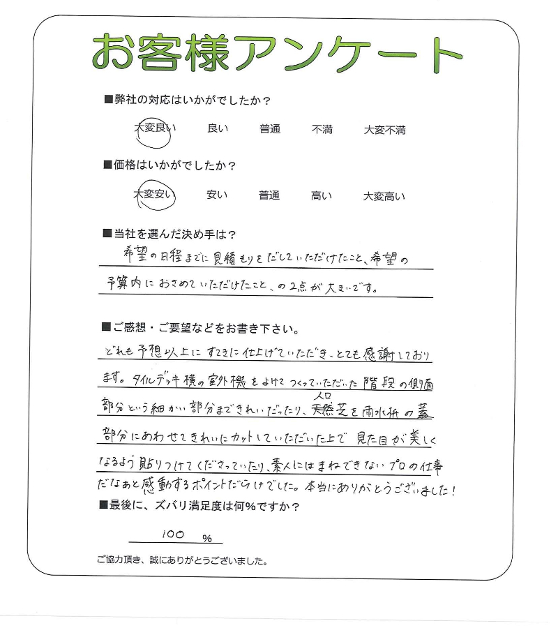 工事の感想を聞かせてください。