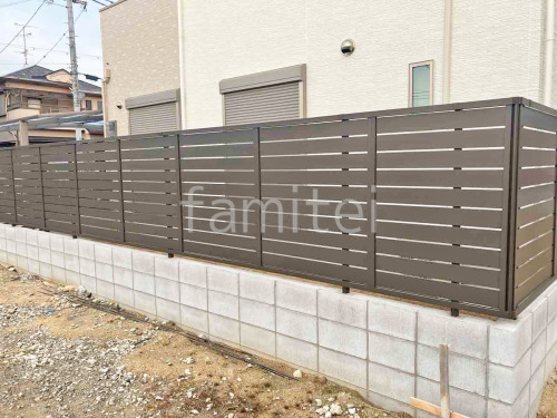 アルミ形材 フェンス LIXIL AB YS3型 横スリット3 目隠し ブロック塀 (化粧ブロック) 太陽エコブロックス 普通CB