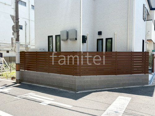 ブロック塀 (化粧ブロック) ユニソン ジャスティ 人工木・樹脂 フェンス(木調) F&F マイティウッド デコll 目隠し 木調・ラティス 樹脂