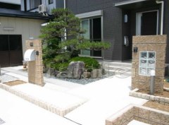 和風植栽 ガラスブロック塀