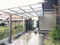 カーポート 木製調目隠しフェンス塀 雨除け屋根 ウッドデッキ