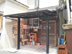 雨除け屋根 YKK独立式エフルージュグランZERO1階 LIXILスピーネ2階