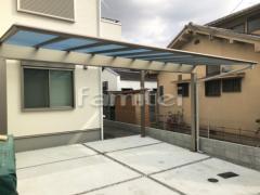 カーポート2台(ワイド) ツイン 三協アルミ スカイリード 奥行勾配 両側支持 フラット屋根