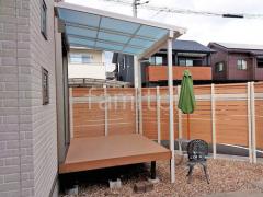 1階テラス屋根 (雨除け) 三協アルミ フル木製調 ナチュレNテラス フラット屋根 スタンダード 壁付
