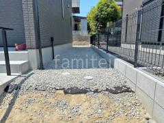 犬走り 防犯砂利敷き バラス砕石 防草シート加工
