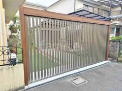 横引きシャッター2台ワイド 三協アルミ 木製調ライアーレ2型